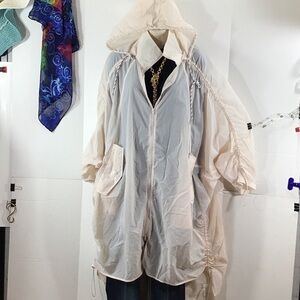 Athleta blush pink zip front canopy parachute rain jacket windbreaker M